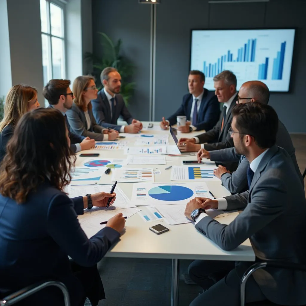 Taller de estrategia empresarial en sala de conferencias